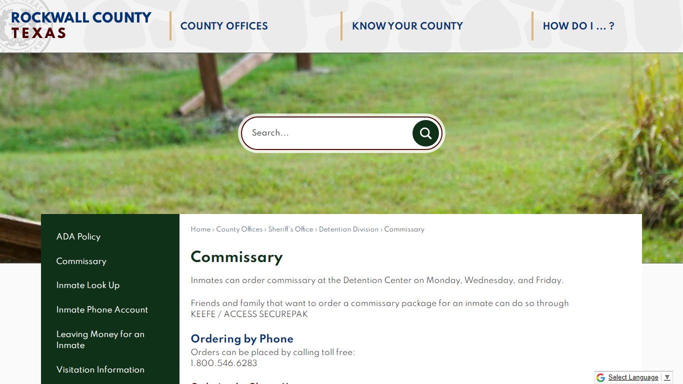 Commissary | Rockwall County-Official Website